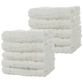 Детские муслиновые банные полотенца, 10 упаковок многоразового использования, мягкое впитывающее хлопковое детское полотенце для лица, для нежной кожи ребенка, белое