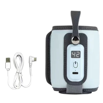Портативная USB-Грелка для Бутылочек с ЖК-Дисплеем, Регулируемая Температура, Дорожная Грелка для Молока, 5 Передач, 38 ° C-52 ℃ для Младенцев