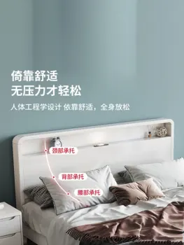 Современная простая кремовая ветровая главная спальня с двуспальной кроватью размера 