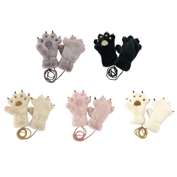 Дышащие зимние перчатки для малышей, лыжные перчатки с изображением лапы животного, сохраняют тепло