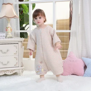 Летний детский спальный мешок с раздельными ножками, Хлопчатобумажный марлевый стеганый спальный мешок для новорожденных, детская тонкая дышащая домашняя одежда