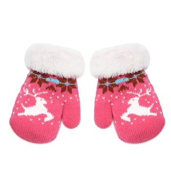 Рождественские Зимние детские флисовые шерстяные перчатки с милым лосем и бархатными утолщенными морозостойкими и теплыми варежками-перчатками для студентов