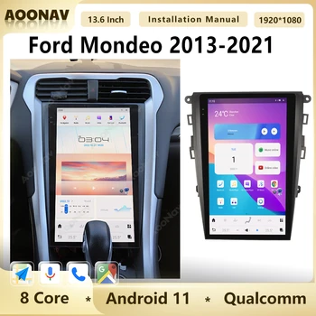 Автомобильное Радио Android 11 Для Ford Mondeo Fusion MK5 2013-2021 13,6-Дюймовый Экран Tesla В стиле GPS Navi Мультимедийный Плеер Carplay Unit