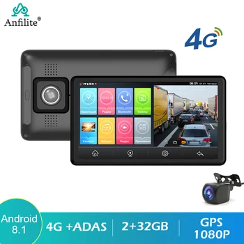 7-дюймовый автомобильный видеорегистратор Dashcam DVR Удаленный Монитор 1080P Запись камеры с двумя объективами Android 8.1 2 ГБ + 32 ГБ GPS-навигации ADAS автомобильный видеорегистратор