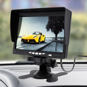 7-дюймовый монитор камеры заднего вида автомобиля 12V / 24V HD LCD Резервный автомобильный монитор 1024X600 видеокамера заднего вида с солнцезащитным козырьком