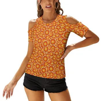 Футболка с апельсинами, забавные футболки с фруктовым принтом, уличная одежда с короткими рукавами, топы на заказ, летняя одежда, большие размеры 4XL 5XL