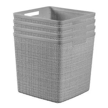 Джутовая 11-дюймовая корзина для кубиков, пластиковый контейнер для хранения, серый, 4 упаковки