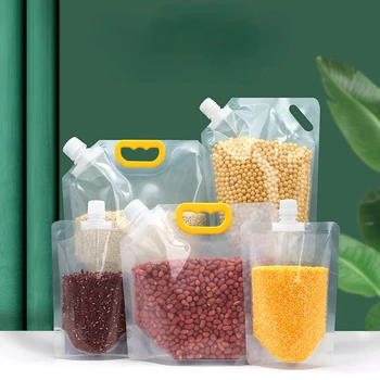 5/10 шт. кухонная сумка для хранения зерна, влагостойкая герметичная сумка, защищенная от насекомых, прозрачная портативная сумка для хранения пищевых продуктов