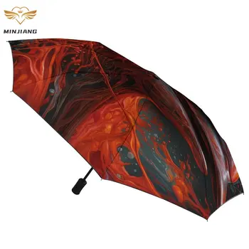 3-х кратный автоматический зонт Dolphin, Гротескный реализм, Черное пальто, зонт, Портативные зонты с защитой от ультрафиолета для мужчин и женщин