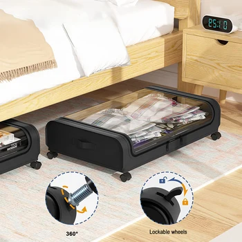 Органайзер для хранения обуви под кроватью с сумкой для хранения Органайзер для хранения в спальне с запирающимися колесиками на колесиках