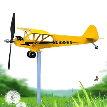 Уличные блесны 3D Металлический самолет Вставляемая лопасть Вращающийся Декор Самолет Флюгер Кинетическое искусство Ремесло Колокольчик ветра Сад