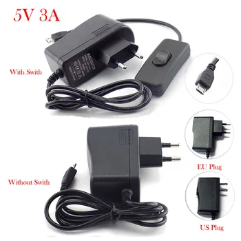 Micro USB Адаптер питания переменного тока в постоянный США ЕС Штекер ВКЛ/выкл 100 В -240 В Преобразователь зарядное устройство DC 5 В 3A 3000 мА для Raspberry Pi