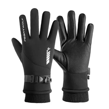 Противоскользящие ветрозащитные водонепроницаемые перчатки для сноуборда С сенсорным экраном, теплые мужские перчатки для езды на мотоцикле, зимние уличные женские Мужские перчатки