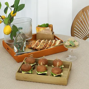 Деревянные тарелки Лесной поднос для свадебного торта, стол для десерта, прямоугольный инструмент для хранения домашней утвари