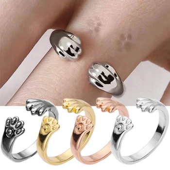 Милое кольцо Кошачье ухо Кольцо для пальца животного Открытый Дизайн Регулируемое Модное Простое кольцо для женщин Подарок для девочки Кольцо для ребенка Ювелирные изделия