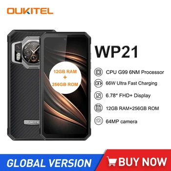 Oukitel WP21 Прочные смартфоны 6,78 дюймов FHD Ночного Видения 9800 мАч Android 12 Мобильный Телефон 64-Мегапиксельная Камера Helio G99 12 ГБ + 256 ГБ Телефон