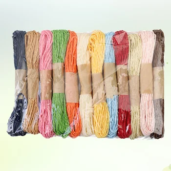 12 рулонов бумажной веревки длиной 10 м, разноцветный витой ремешок для рукоделия, шпагат для упаковки подарков (разные цвета)